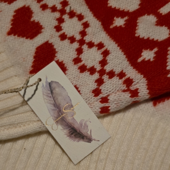 Jessica Simpson Festive Red and Cream Turtleneck Sweater - Picture 3 of 4